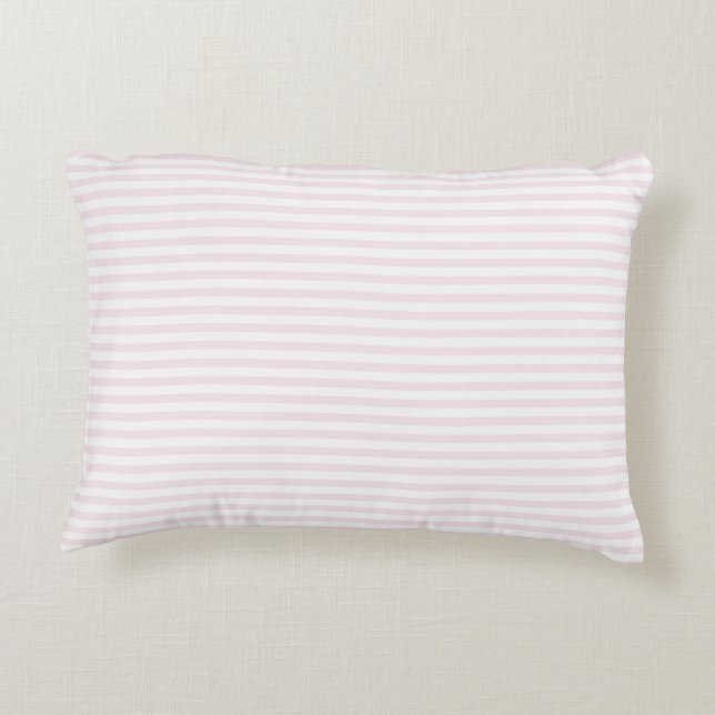 Blush roze en witte strepen decoratief kussen (Achterkant)