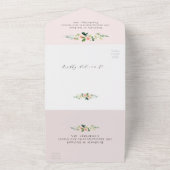 Blush roze en witte waterverf bloemenbruiloft all in one uitnodiging (Buitenkant)