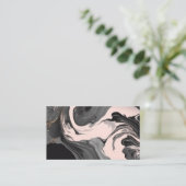 Blush Roze en Zwart Vloeibaar Abstract Marmer Visitekaartje (Staand voorkant)