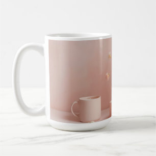 Blush Roze Esthetische Mok - Boho Gedroogde Bloeme