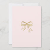 Blush roze faux gouden glitter strik Meisje Baby s Kaart (Achterkant)