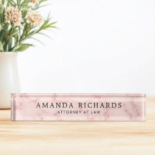 Blush roze faux marmer naambordje