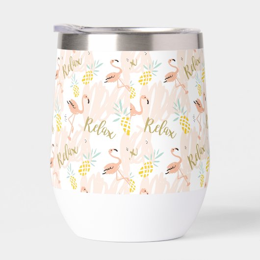 Blush Roze Flamingo Ananas Monogram Initiaal (Rechts)