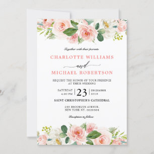 Blush roze flessen Moderne botanische bruiloft Kaart