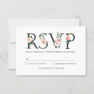 Blush roze flessen Moderne botanische bruiloft RSVP Kaartje