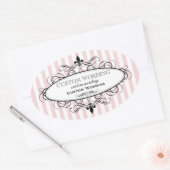  Blush Roze Fleur de Lis Franse Custom Ovale Sticker (Envelop)