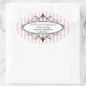  Blush Roze Fleur de Lis Franse Custom Ovale Sticker (Tas)