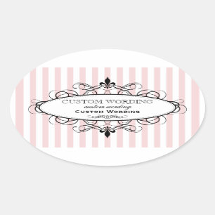 Blush Roze Fleur de Lis Franse Custom Ovale Sticker