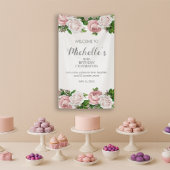 Blush Roze Flora 50ste Verjaardag Welkom Spandoek