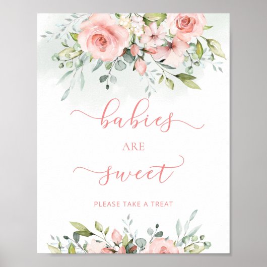 Blush roze flora baby's zijn zoet poster (Voorkant)