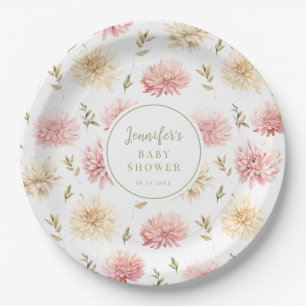 Blush roze floral baby in bloei douchepapier bord