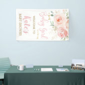 Blush Roze Floral Baby shower Backdrop Welkom Spandoek (Beurs)