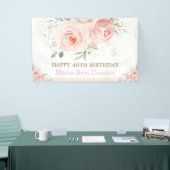 Blush roze Floral Birthday Party Backdrop Welkom Spandoek (Beurs)