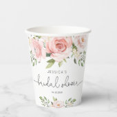 Blush roze floral eucalyptus vrijgezellenfeest papieren bekers (Voorkant)