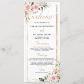 Blush roze floral Gold geometric lijst bruiloft Programma (Voorkant)
