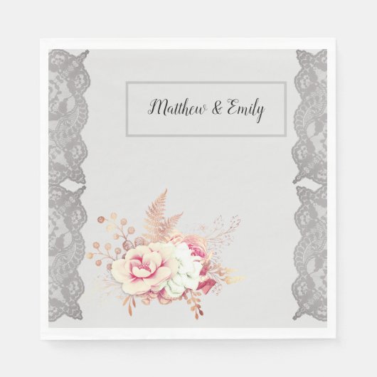  Blush Roze Floral Lace Servet (Voorkant)