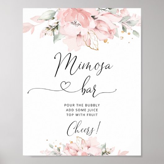 Blush roze floral Mimosa bar Poster (Voorkant)