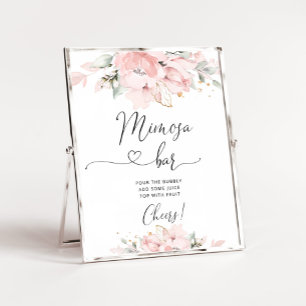 Blush roze floral Mimosa bar Poster