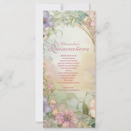 Blush roze Floral Quinceanera Celebration (Voorkant)