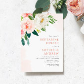 Blush Roze Floral Rehearsal Diner Uitnodiging