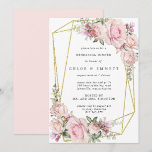 Blush Roze Floral Rehearsal Dinner Kaart