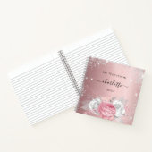 Blush roze floral Silglitter name script Notitieboek (Binnen)