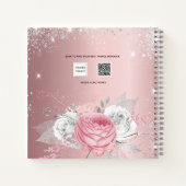 Blush roze floral Silglitter name script Notitieboek (Achterkant)