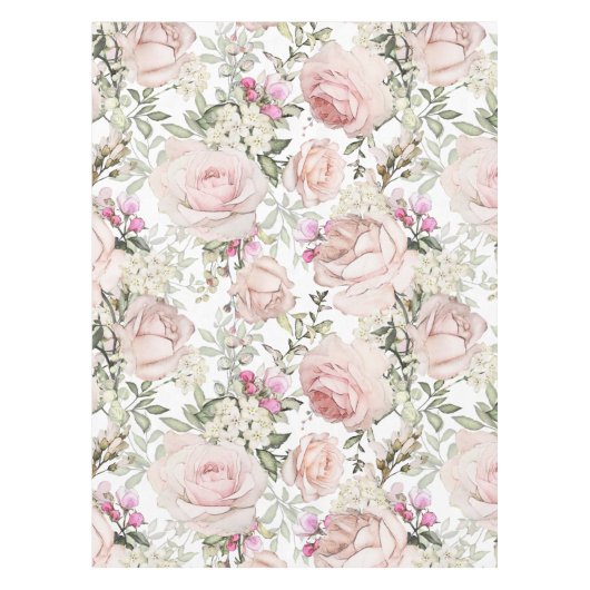 Blush Roze Floral Tafelkleed (Voorkant)