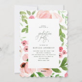 Blush roze floral waterverf afstuderen uitnodiging (Achterkant)