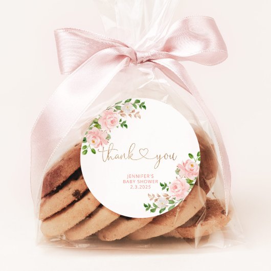 Blush roze florale dank ronde sticker