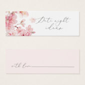Blush roze florale date nachtkaartje mini visitekaartjes (Voorkant /achterkant)