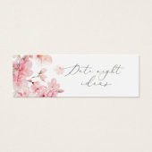 Blush roze florale date nachtkaartje mini visitekaartjes (Voorkant)