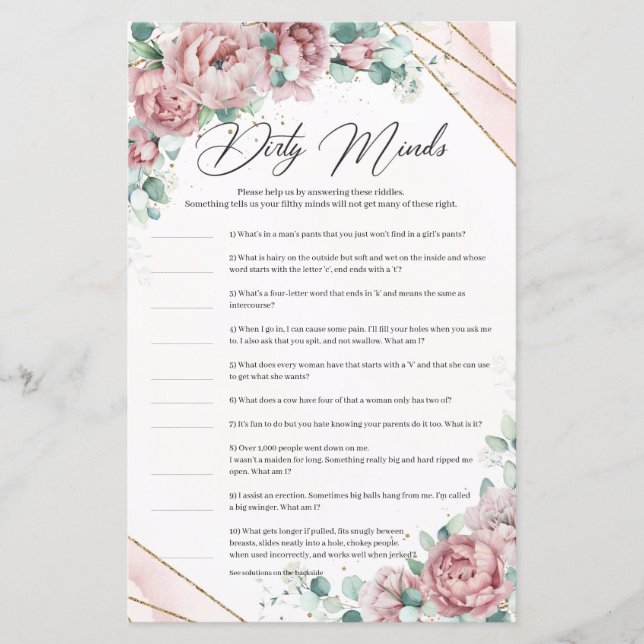 Blush roze florale eucalyptus gold Dirty Minds (Voorkant)