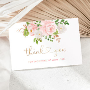 Blush roze florale goud bedankt je creditcard kaart