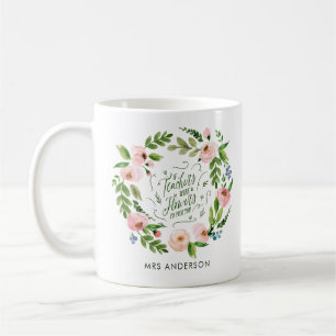 Blush roze florale kreet bedankt leraar cadeau koffiemok