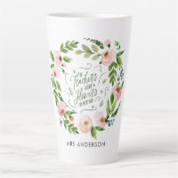 Blush roze florale kreet bedankt leraar cadeau