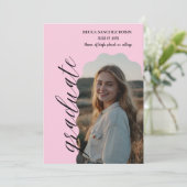 Blush roze foto afstuderen kaart (Staand voorkant)