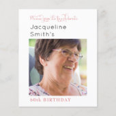 Blush Roze foto Birthday Invitation (Voorkant)