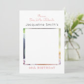 Blush Roze foto Birthday Invitation Kaart (Staand voorkant)