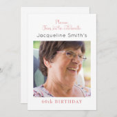 Blush Roze foto Birthday Invitation Kaart (Voorkant / Achterkant)