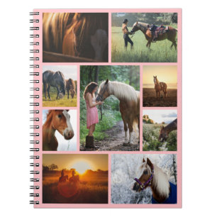 Blush Roze foto Collage Horse Girl Aangepast Notitieboek