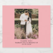 Blush roze foto Dank u bruiloft Sparkling Wijnetiket (Enkel label)