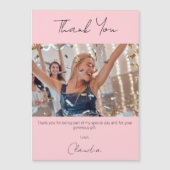 Blush roze foto dank u magneet kaart (Voorkant)