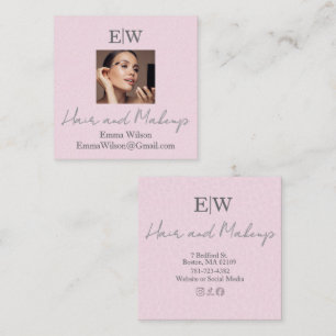 Blush Roze foto- en schoonheidsstudio Monogram Vierkante Visitekaartje