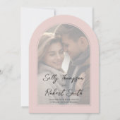 Blush roze foto kalligrafie script bruiloft kaart
