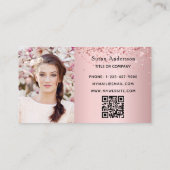 Blush roze foto QR code glitter vrouw Visitekaartje (Achterkant)
