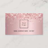 Blush roze foto QR code glitter vrouw Visitekaartje (Voorkant)