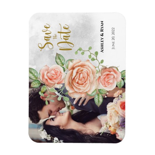 Blush Roze foto Weddenschap Bewaar datum Magneet (Verticaal)