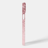 Blush Roze geborsteld metaal Glitter Monogram Naam Case-Mate iPhone Case (Achterkant / Rechts)