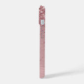 Blush Roze geborsteld metaal Glitter Monogram Naam iPhone 15 Hoesje (Linkerkant)